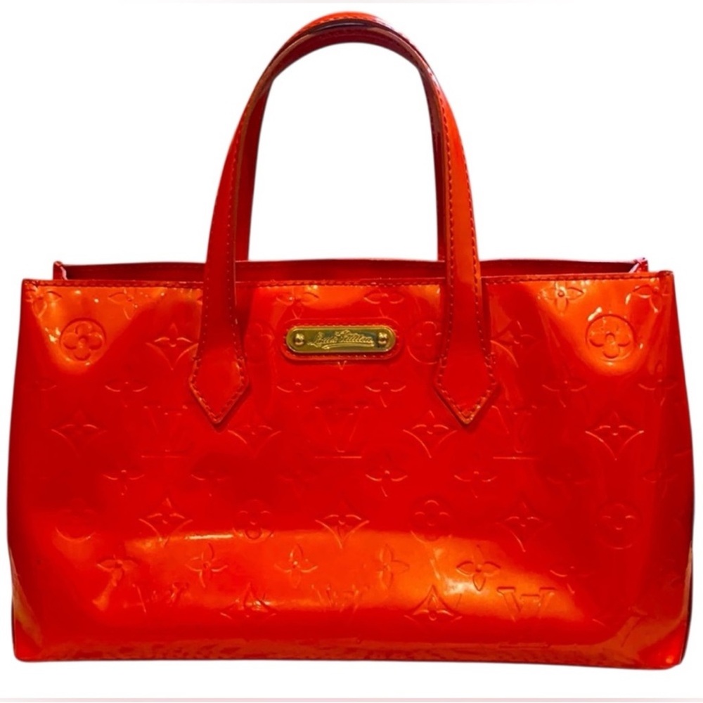 Louis Vuitton Vernis Red Wilshire Monogram PM Purse Shoulder Bag Satchel